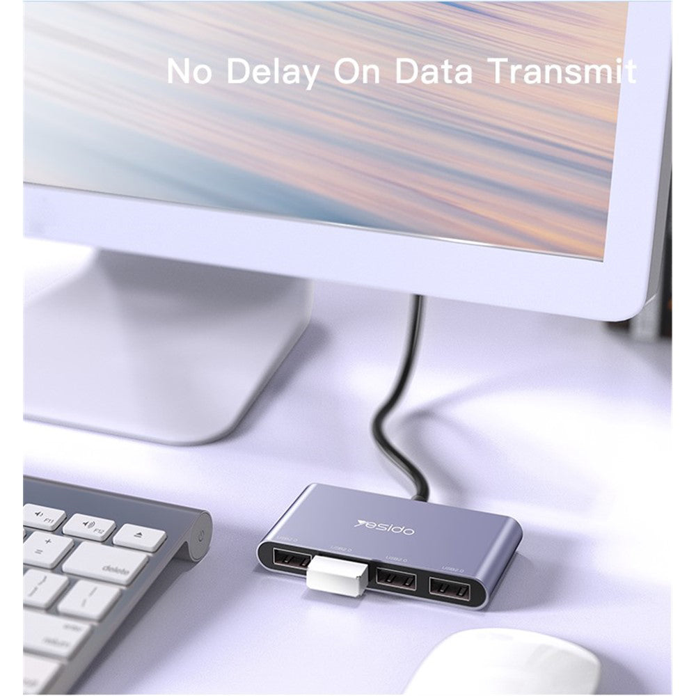 Hub USB Yesido HB12, 4in1, Grigio