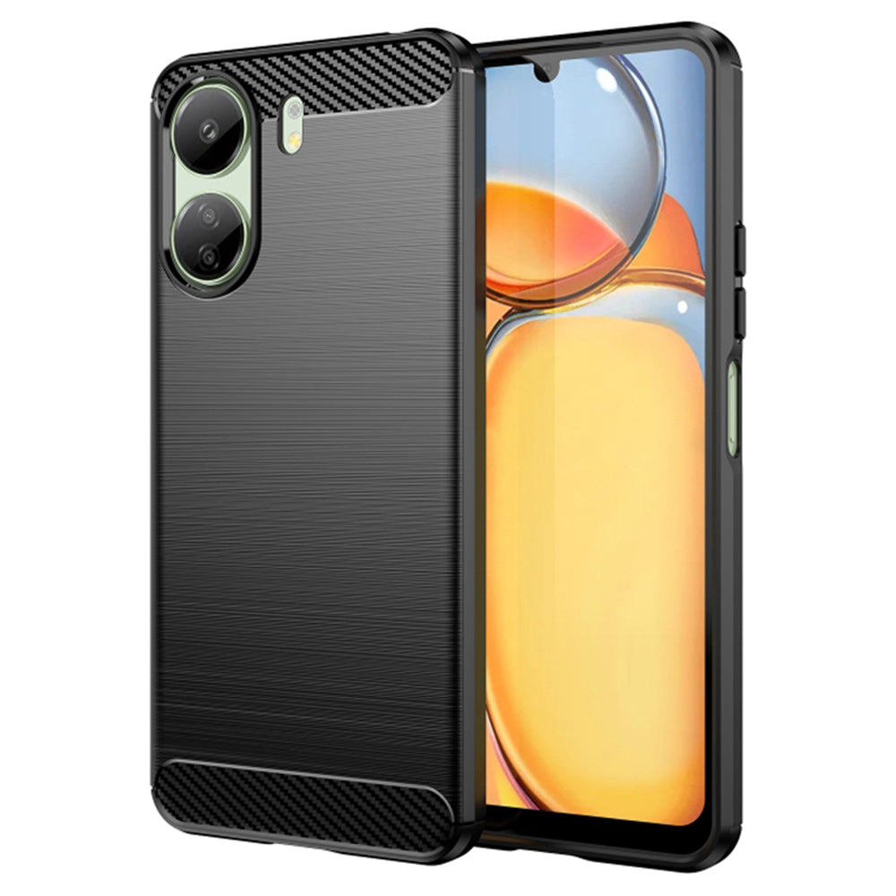 Custodia con Protezione Fotocamera per Xiaomi Poco C65 / Redmi 13C, Techsuit, Carbonio, Nera