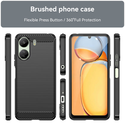 Custodia con Protezione Fotocamera per Xiaomi Poco C65 / Redmi 13C, Techsuit, Carbonio, Nera