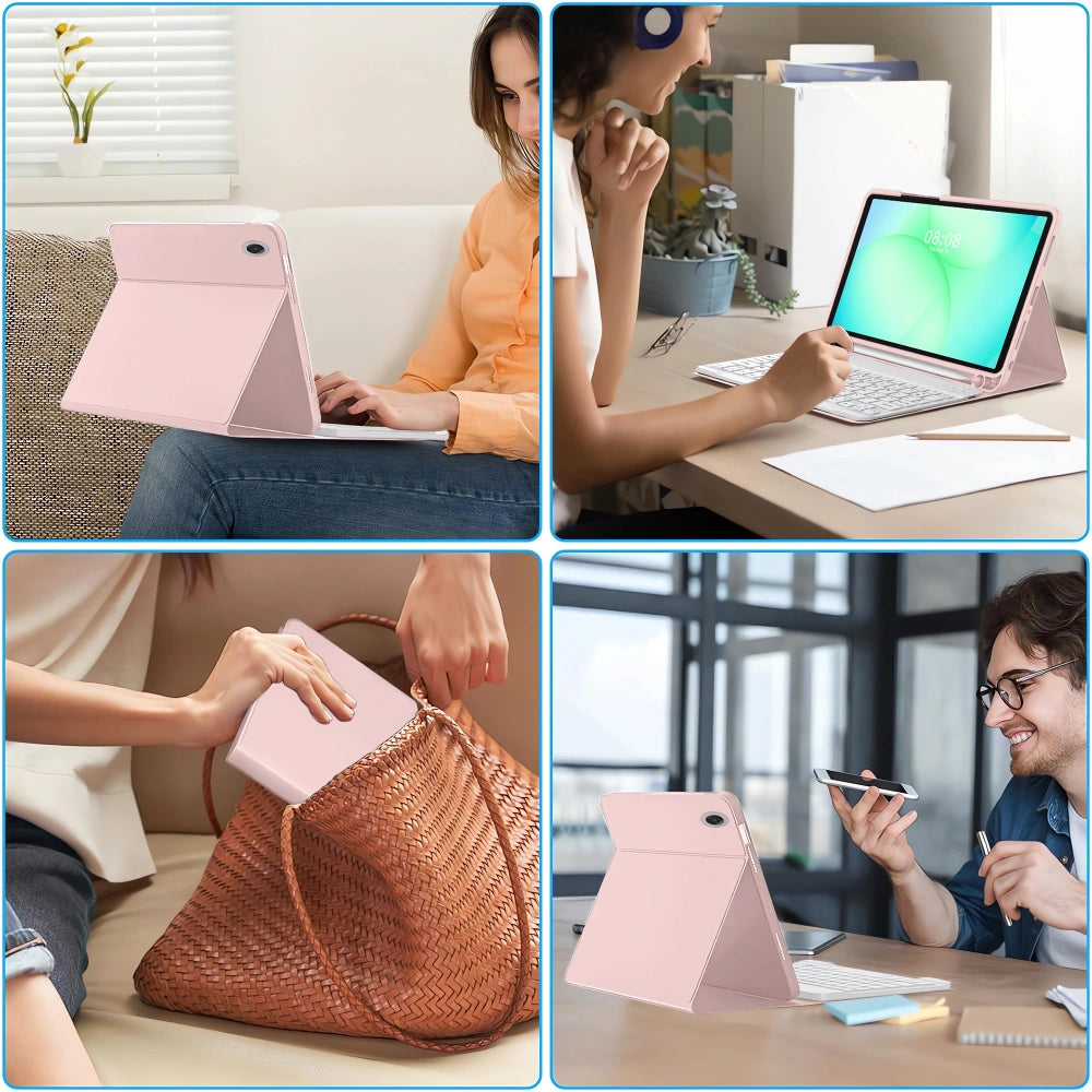 Custodia con tastiera per Samsung Galaxy Tab A11+ / Tab A9+, Tech-Protect, SC PEN, Rosa
