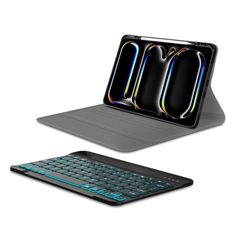 Custodia con Tastiera per Apple iPad Pro 11 (2024), Techsuit, CozyTab, Nera