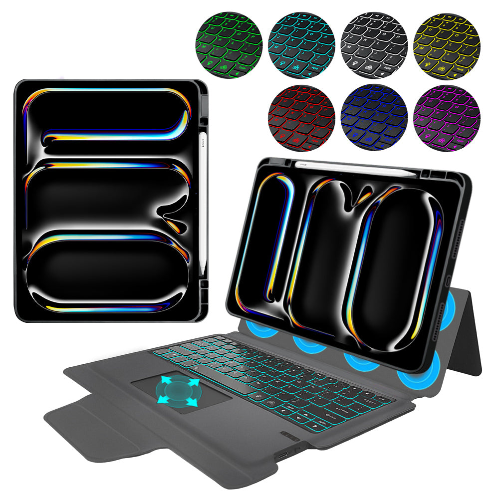 Custodia con Tastiera per Apple iPad Pro 13 (2024), Techsuit, KeyTab Pro, Nera