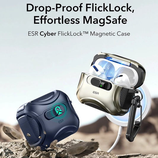 Custodia ESR Cyber FlickLock per Apple AirPods Pro 3, Blu