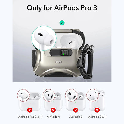 Custodia ESR Cyber FlickLock per Apple AirPods Pro 3, Grigio