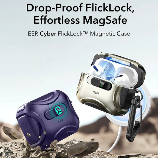 Custodia ESR Cyber FlickLock per Apple AirPods Pro 3, Viola