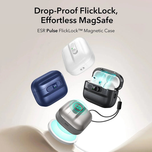 Custodia ESR Pulse Magnetic FlickLock per Apple AirPods Pro 3, Blu Navy