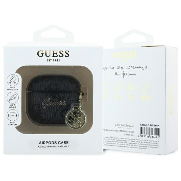 Custodia Guess 4G Charm per Apple AirPods 4, Nera