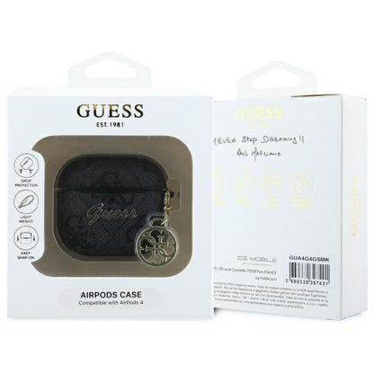 Custodia Guess 4G Charm per Apple AirPods 4, Nera