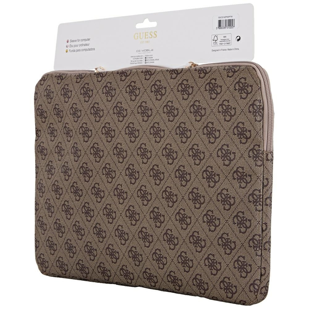 Custodia Guess 4G Triangle Logo per Laptop 14 pollici, Marrone
