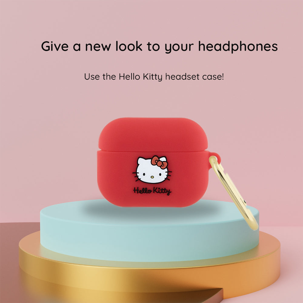 Custodia Hello Kitty 3D Kitty Head per Apple AirPods Pro 2, Rosa