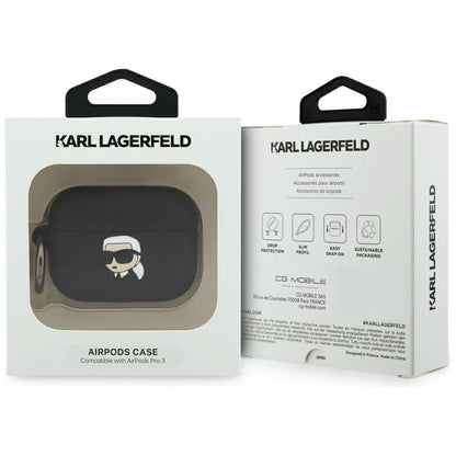 Custodia Karl Lagerfeld 3D Karl's Head per Apple Airpods Pro 3, Nera