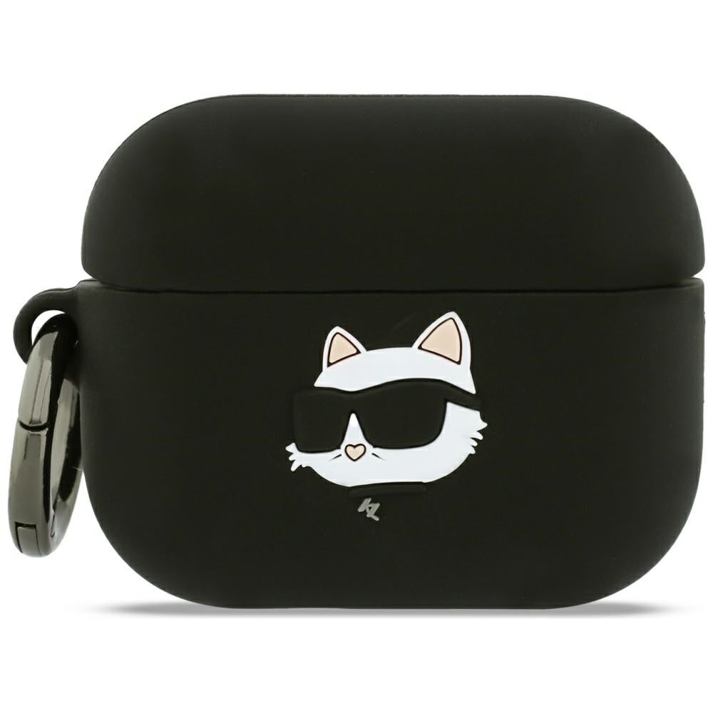 Custodia Karl Lagerfeld Silicone Choupette's Head 3D per Apple AirPods Pro 3, Nera