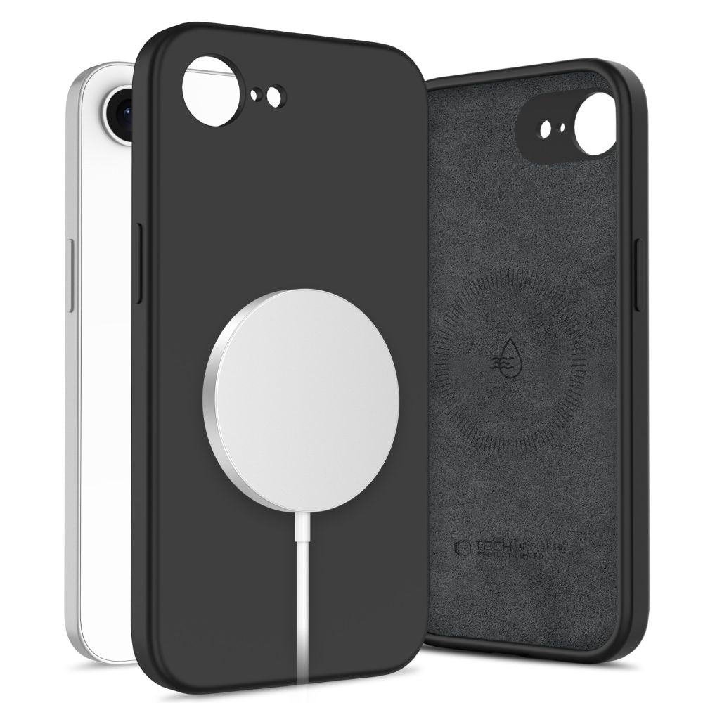 Husa MagSafe pentru Apple iPhone 16e, Tech-Protect, Liquid Silicone, Neagra
