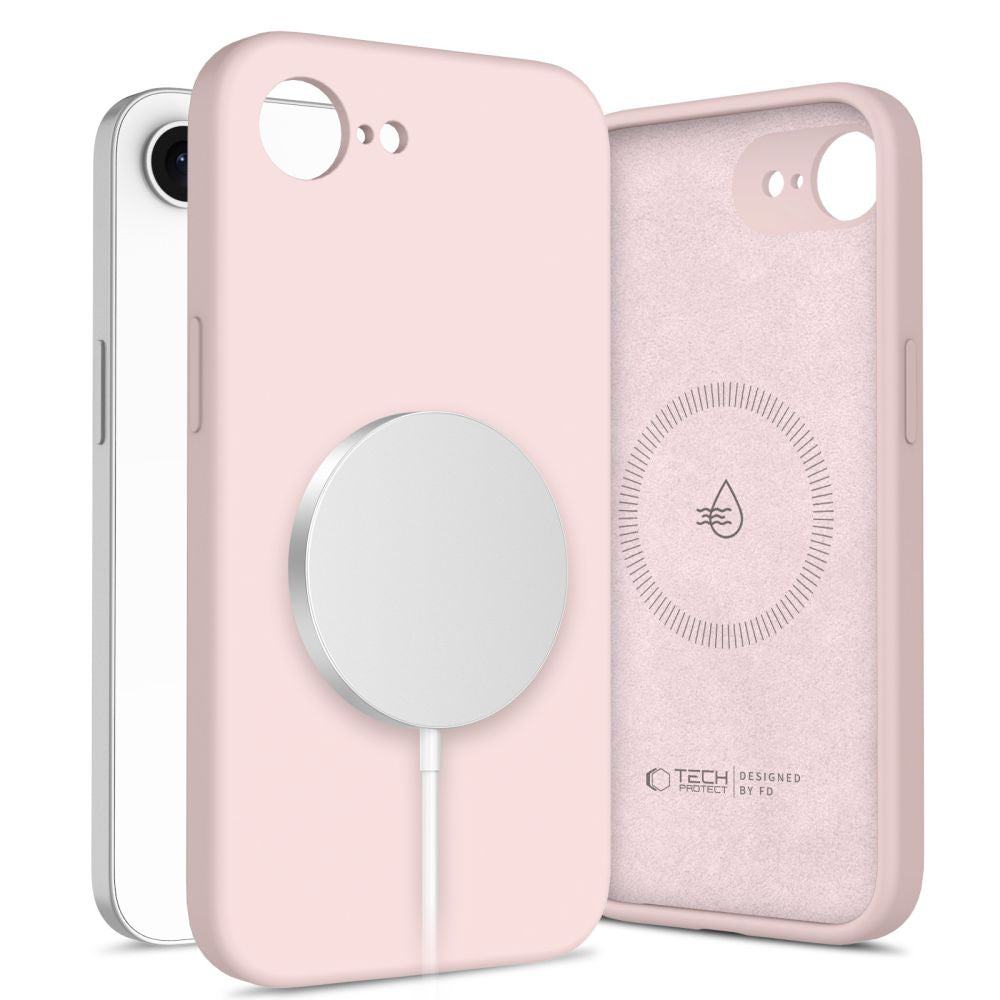 Custodia MagSafe per Apple iPhone 16e, Tech-Protect, Silicone Liquido, Rosa