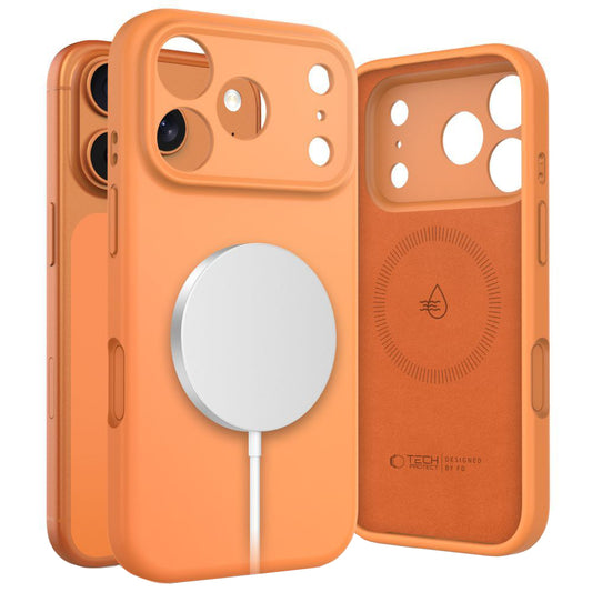 Custodia MagSafe per Apple iPhone 17 Pro, Tech-Protect, Silicone, Arancione