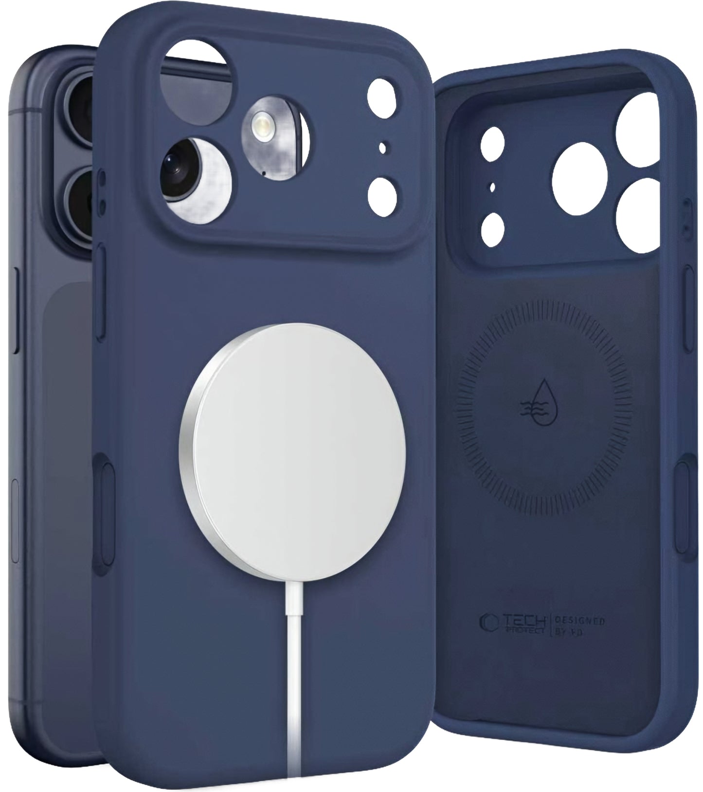 Custodia MagSafe per Apple iPhone 17 Pro, Tech-Protect, Silicone, Blu navy