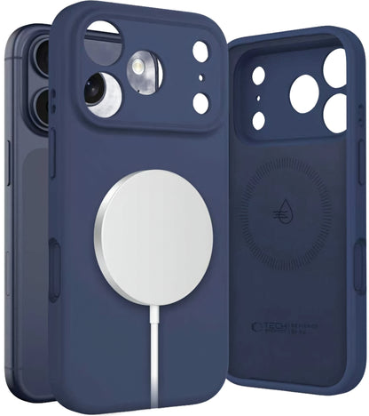 Custodia MagSafe per Apple iPhone 17 Pro, Tech-Protect, Silicone, Blu navy