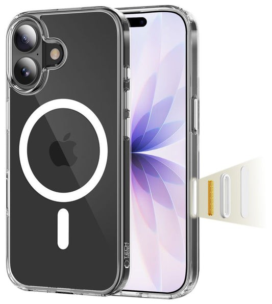 Custodia MagSafe per Apple iPhone 17, Tech-Protect, Flexair Hybrid CC, Trasparente