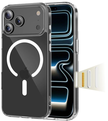 Custodia MagSafe per Apple iPhone 17 Pro, Tech-Protect, Flexair Hybrid CC, Trasparente