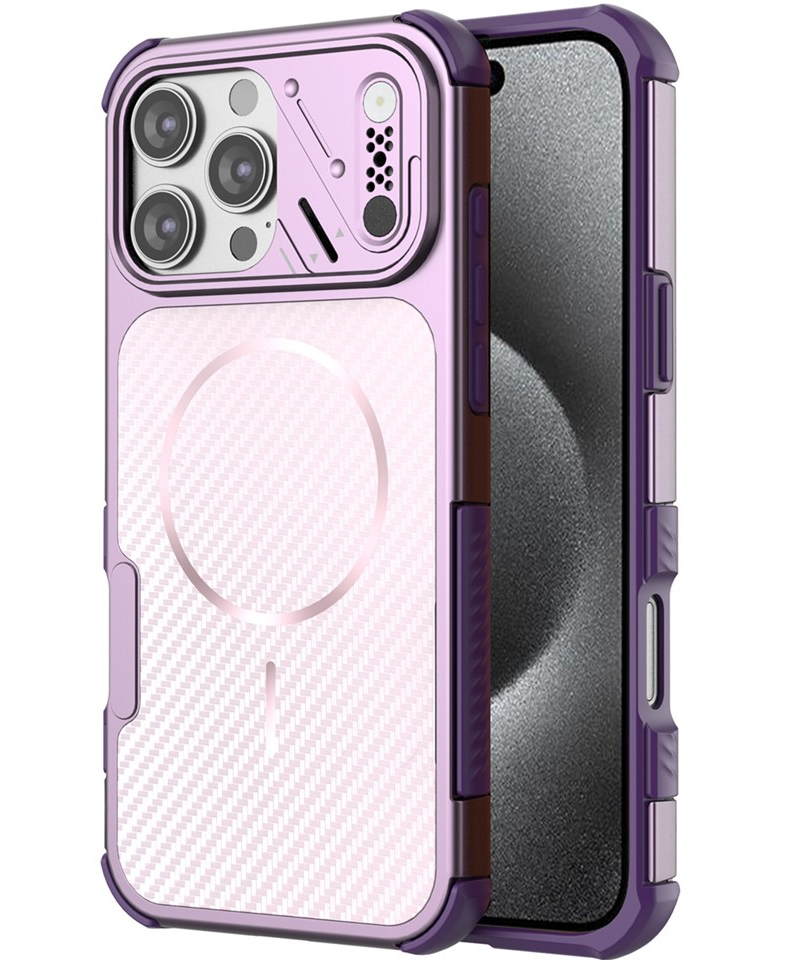 Custodia MagSafe per Apple iPhone 16 Pro, OEM, Protezione in Carbonio e Angoli, Viola