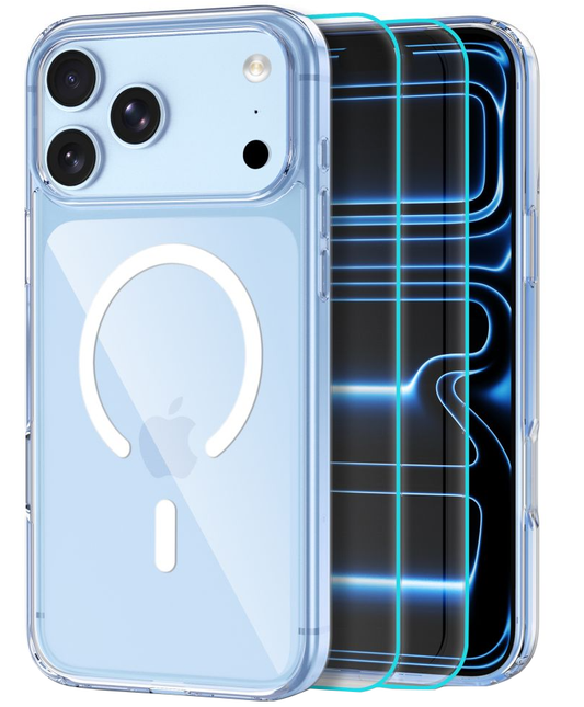 Custodia MagSafe per Apple iPhone 18 Pro Max / 17 Pro Max, Tech-Protect, Flexair Hybrid con protezione per schermo, Trasparente
