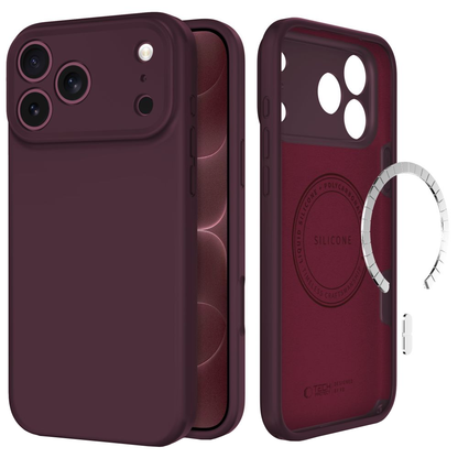 Custodia MagSafe per Apple iPhone 18 Pro / 17 Pro, Tech-Protect, silicone, bordeaux