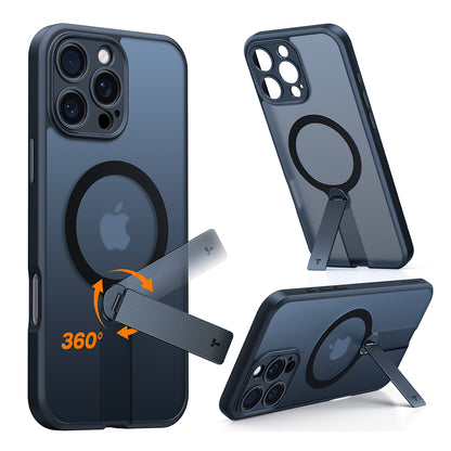 Custodia MagSafe per Apple iPhone 16 Pro Max, Torras, Pstand Spin, Nera