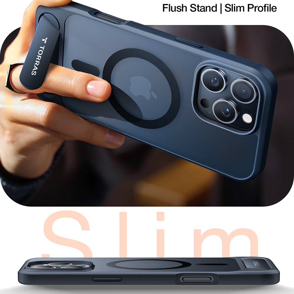 Custodia MagSafe per Apple iPhone 16 Pro Max, Torras, Pstand, Nera