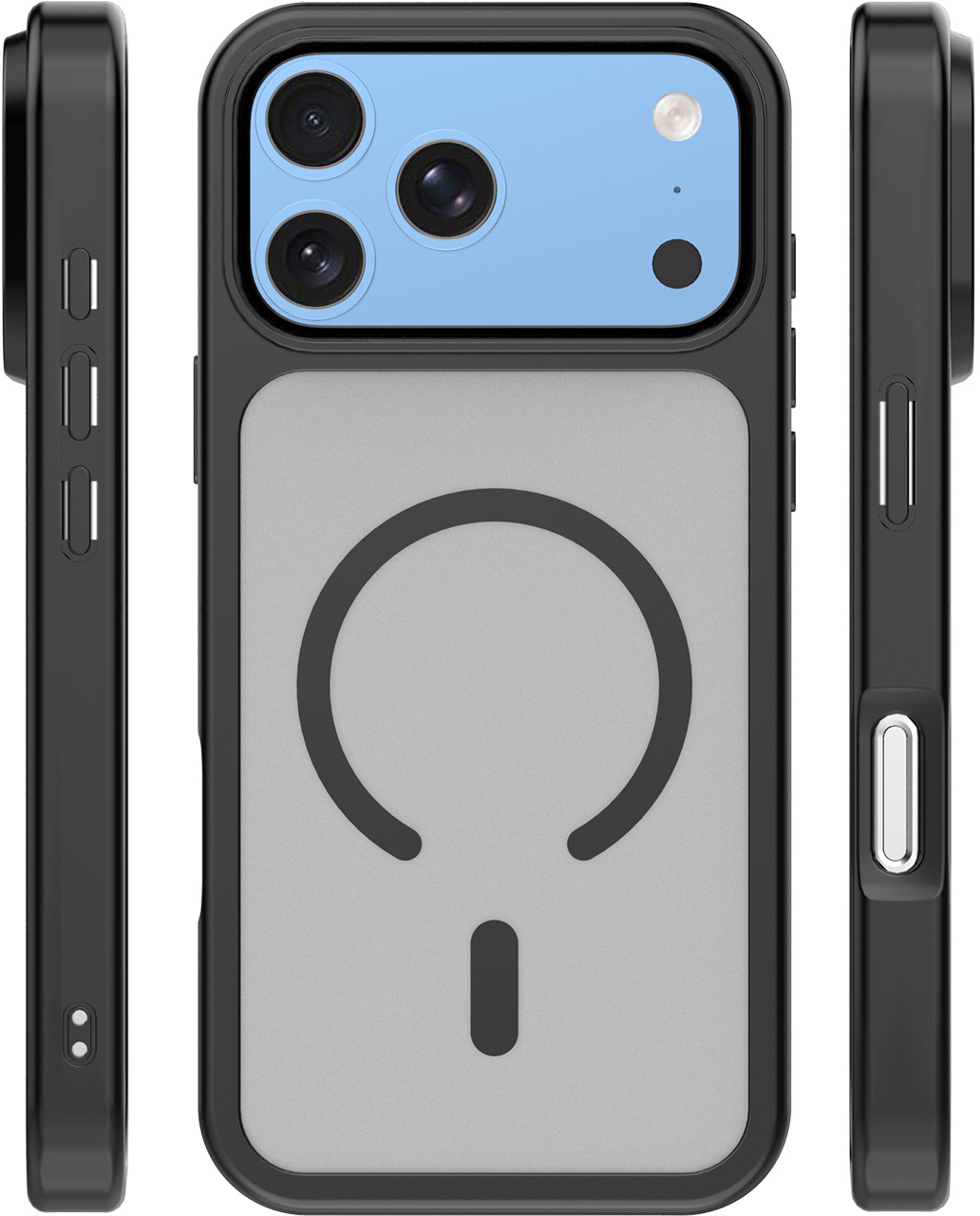 Custodia MagSafe per Apple iPhone 18 Pro / 17 Pro, OEM, Mag Big Hole, nera opaca