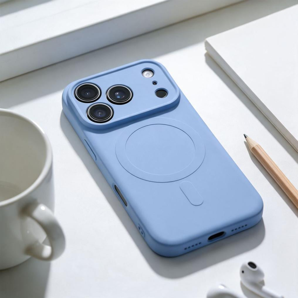 Custodia MagSafe per Apple iPhone 18 Pro Max / 17 Pro Max, OEM, Silicone Mag, blu celeste