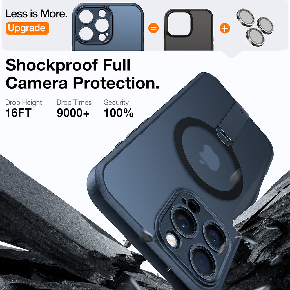 Custodia MagSafe per Apple iPhone 16 Pro Max, Torras, Pstand Spin, Nera