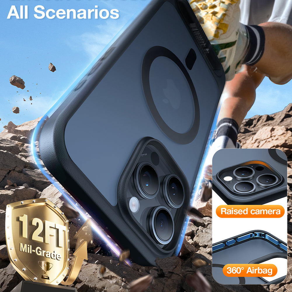 Custodia MagSafe per Apple iPhone 16 Pro Max, Torras, Pstand, Nera