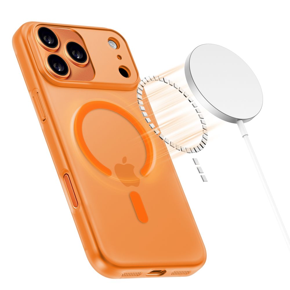 MagSafe Case for Apple iPhone 17 Pro Max, Tech-Protect, MagSlim, Matte Orange