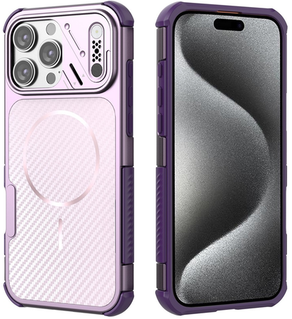 Custodia MagSafe per Apple iPhone 16 Pro, OEM, Protezione in Carbonio e Angoli, Viola