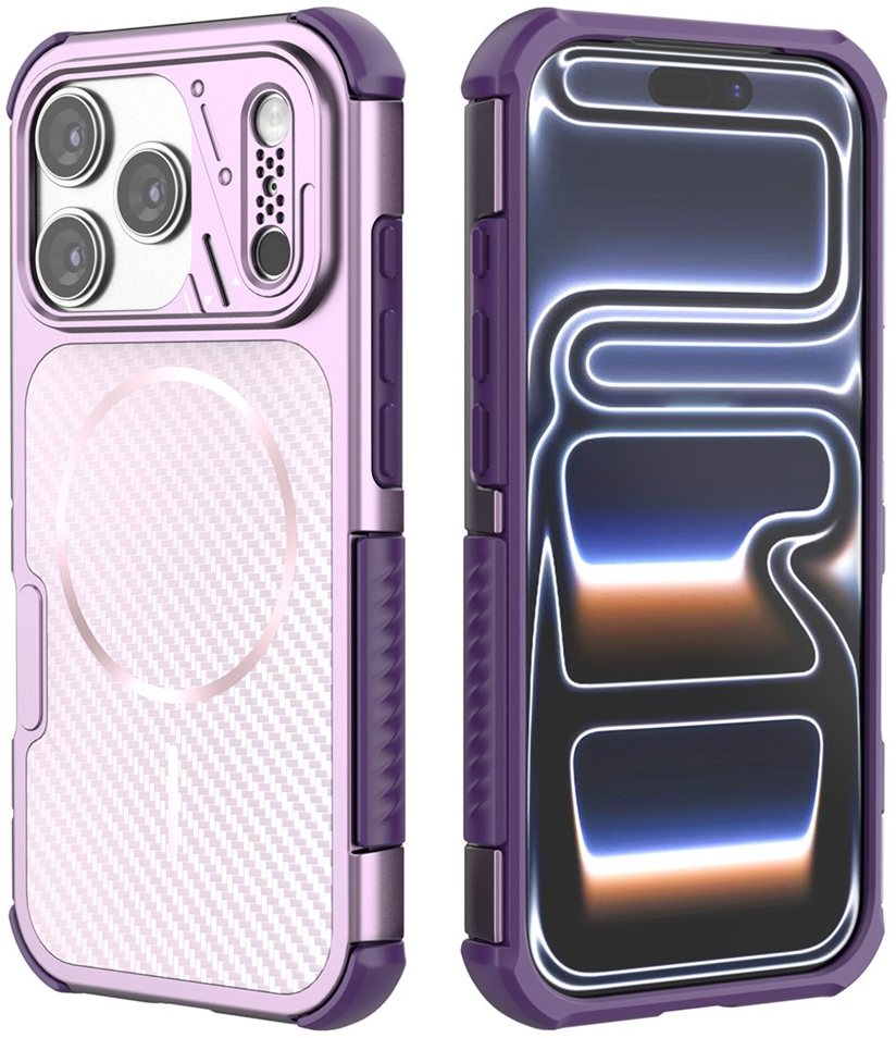 Custodia MagSafe per Apple iPhone 18 Pro / 17 Pro, OEM, Protezione in Carbonio e Angoli, Viola