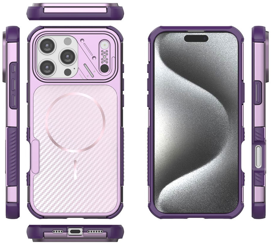 Custodia MagSafe per Apple iPhone 16 Pro, OEM, Protezione in Carbonio e Angoli, Viola