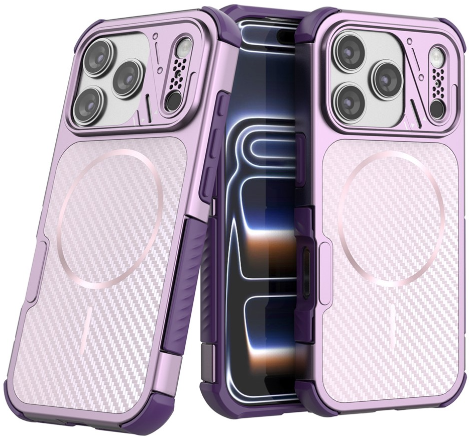 Custodia MagSafe per Apple iPhone 18 Pro Max / 17 Pro Max, OEM, Protezione in Carbonio e Angoli, Viola