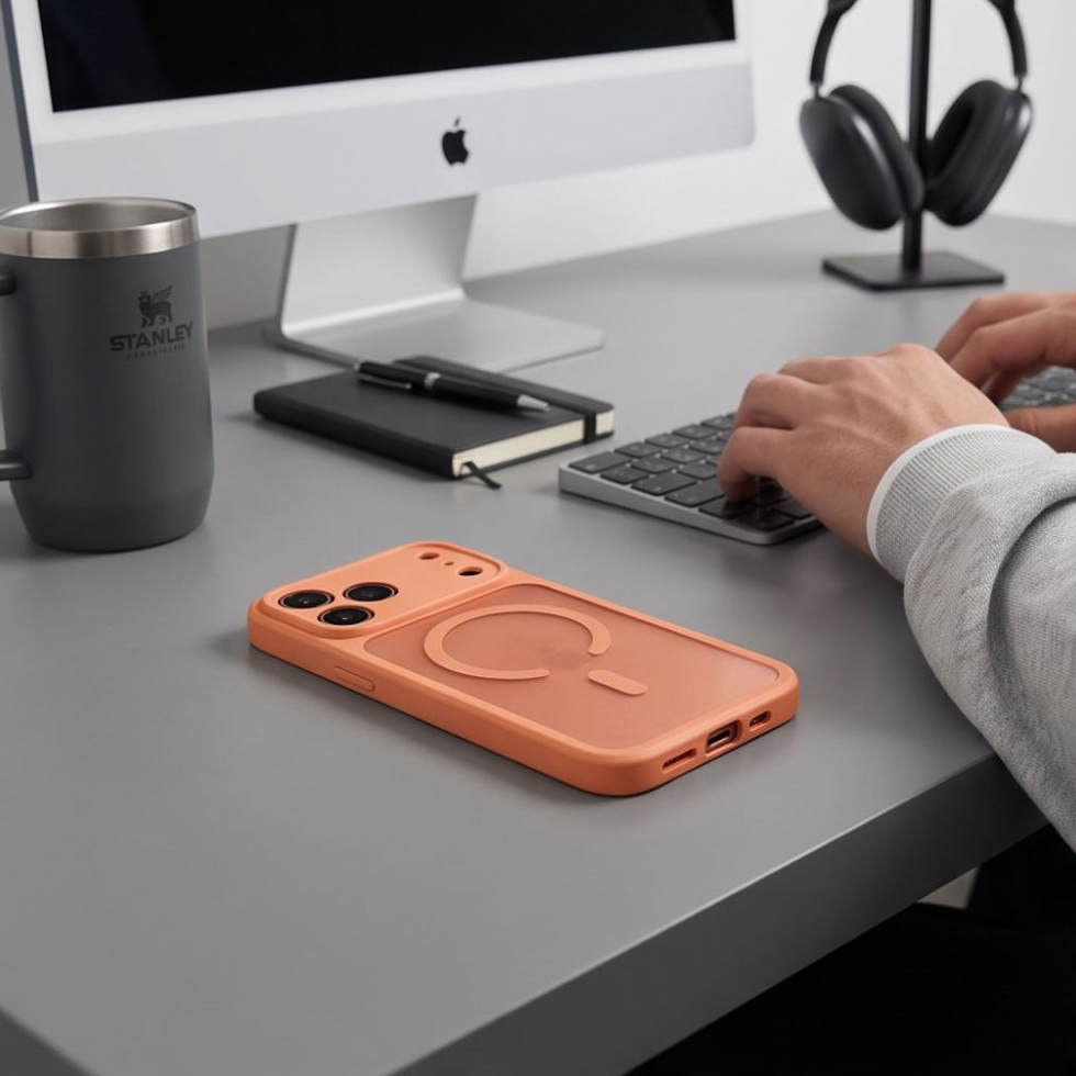 Custodia MagSafe per Apple iPhone 18 Pro / 17 Pro, Tech-Protect, BasicMag, Arancione Opaco