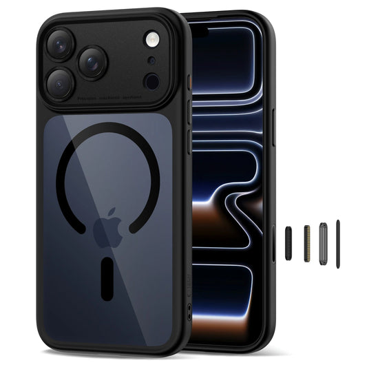Custodia MagSafe per Apple iPhone 17 Pro Max, Tech-Protect, MagPeak, Nero Trasparente