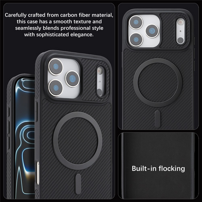 MagSafe Case for Apple iPhone 17 Pro Max, OEM, Carbon Metal Ring, Black