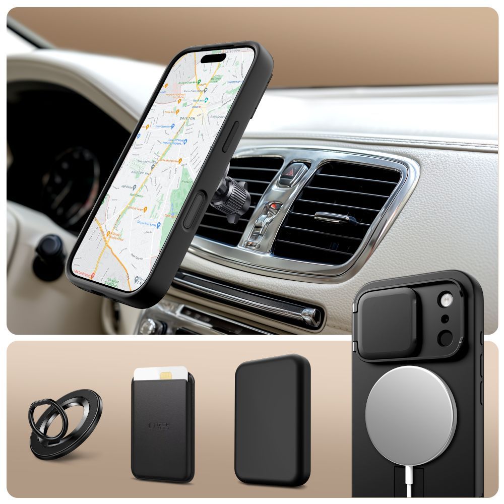 Custodia MagSafe per Apple iPhone 17 Pro Max, Tech-Protect, Kevlar Aura, Nera