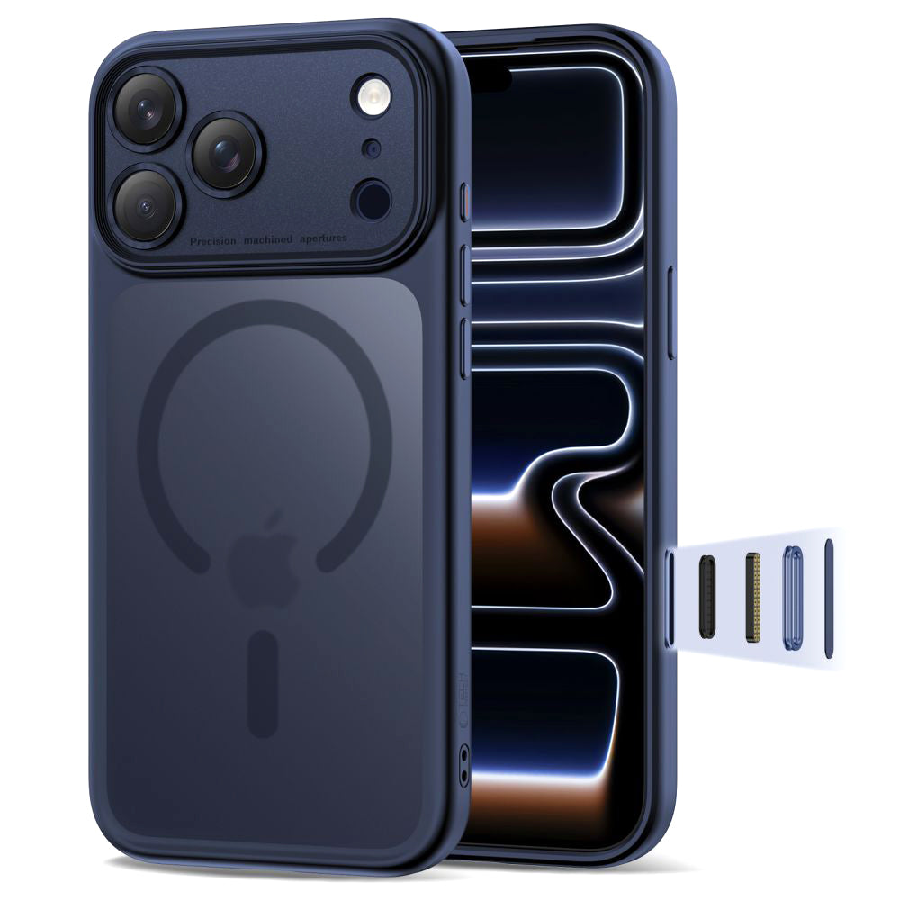 Custodia MagSafe per Apple iPhone 17 Pro Max, Tech-Protect, MagPeak, Blu Opaco