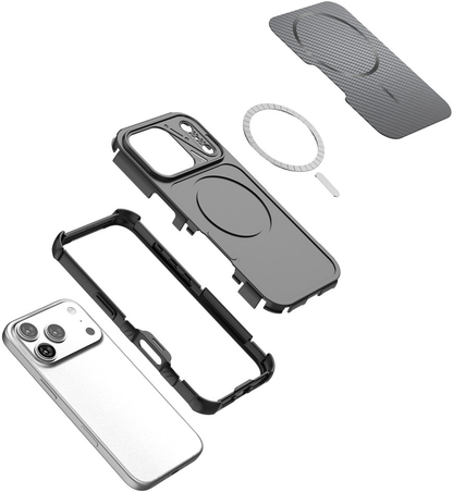 Custodia MagSafe per Apple iPhone 18 Pro / 17 Pro, OEM, Protezione in Carbonio e agli Angoli, Nera