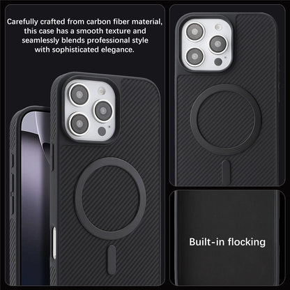 Custodia MagSafe per Apple iPhone 16 Pro Max, OEM, Anello in Metallo Carbonio, Nera