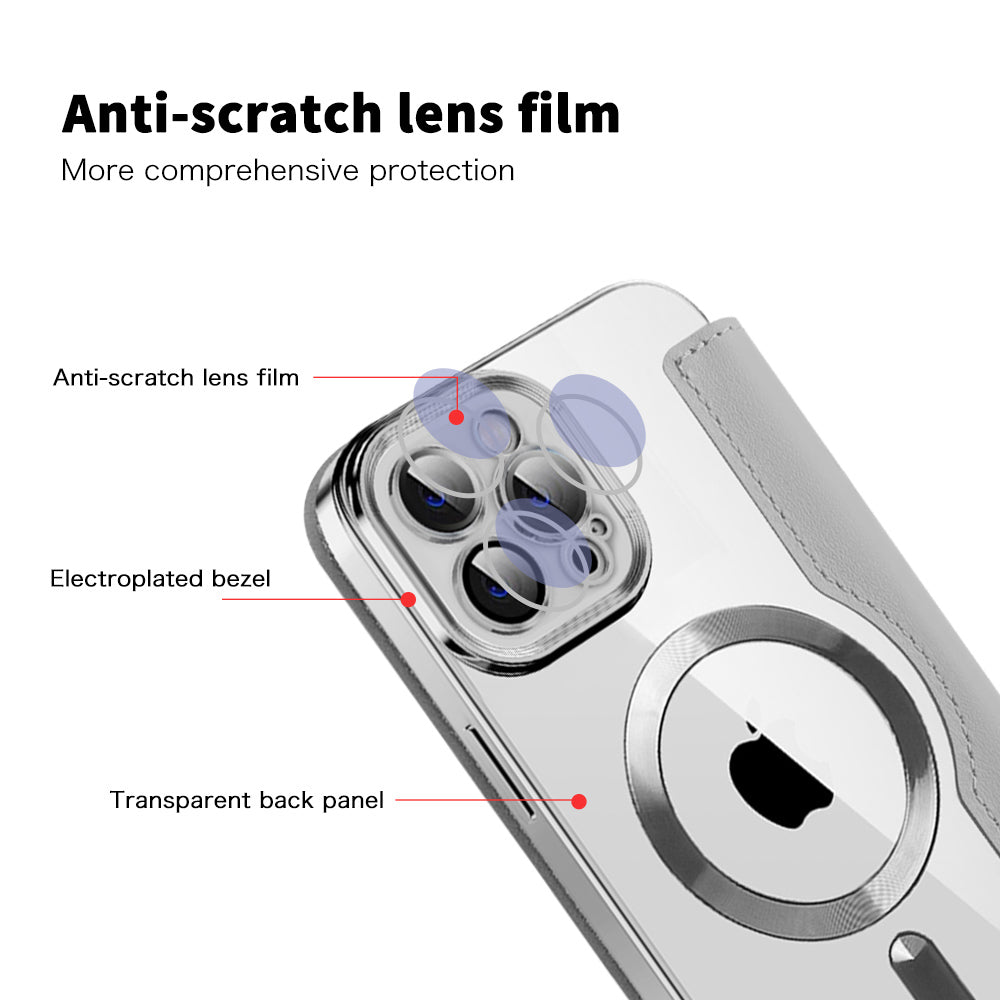 Custodia MagSafe per Apple iPhone 11 Pro Max, Techsuit, SmartMag Book, Grigio