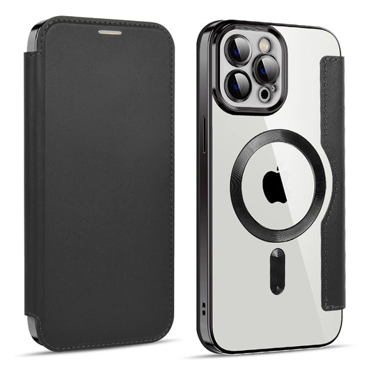 Custodia MagSafe per Apple iPhone 11 Pro Max, Techsuit, SmartMag Book, Nera