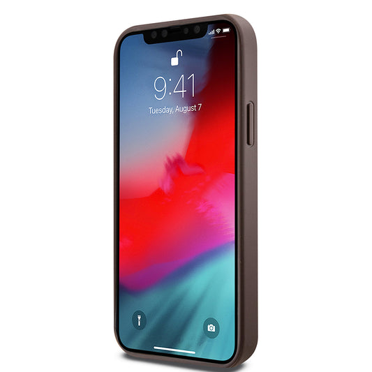 Custodia MagSafe per Apple iPhone 12 / 12 Pro, Guess, 4G Ring Classic Logo, Marrone