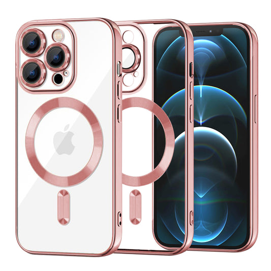 Custodia MagSafe per Apple iPhone 12 Pro Max, Techsuit, Luxury Crystal, Rosa