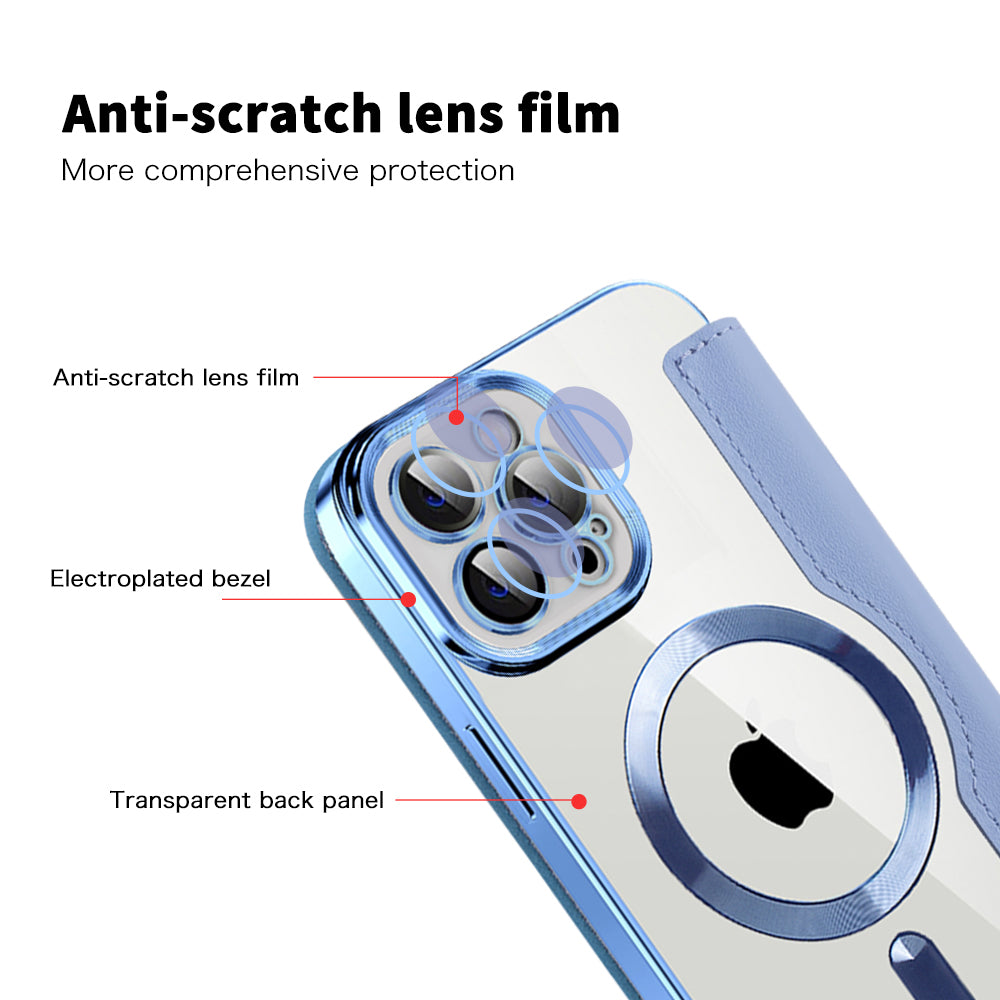 Custodia MagSafe per Apple iPhone 12 Pro Max, Techsuit, SmartMag Book, Blu