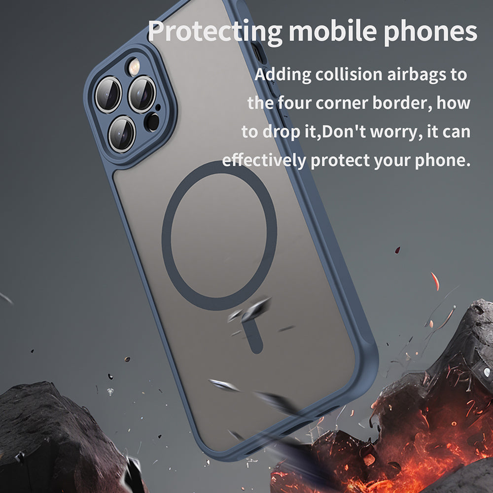 Custodia MagSafe per Apple iPhone 12 Pro, Techsuit, HaloFrost II, Blu Navy